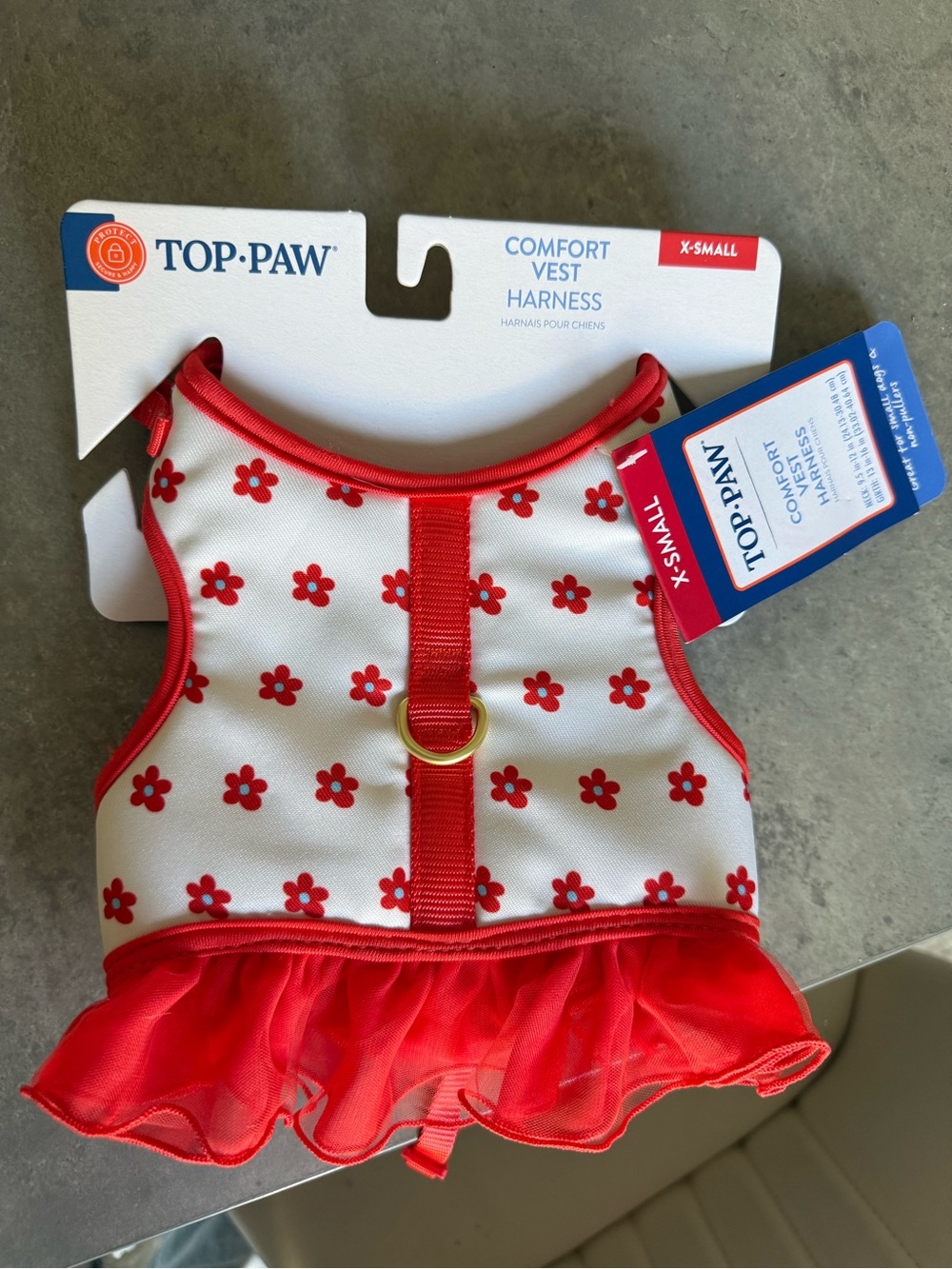 Top Paw Red & White Floral Tulle Comfort Vest Harness